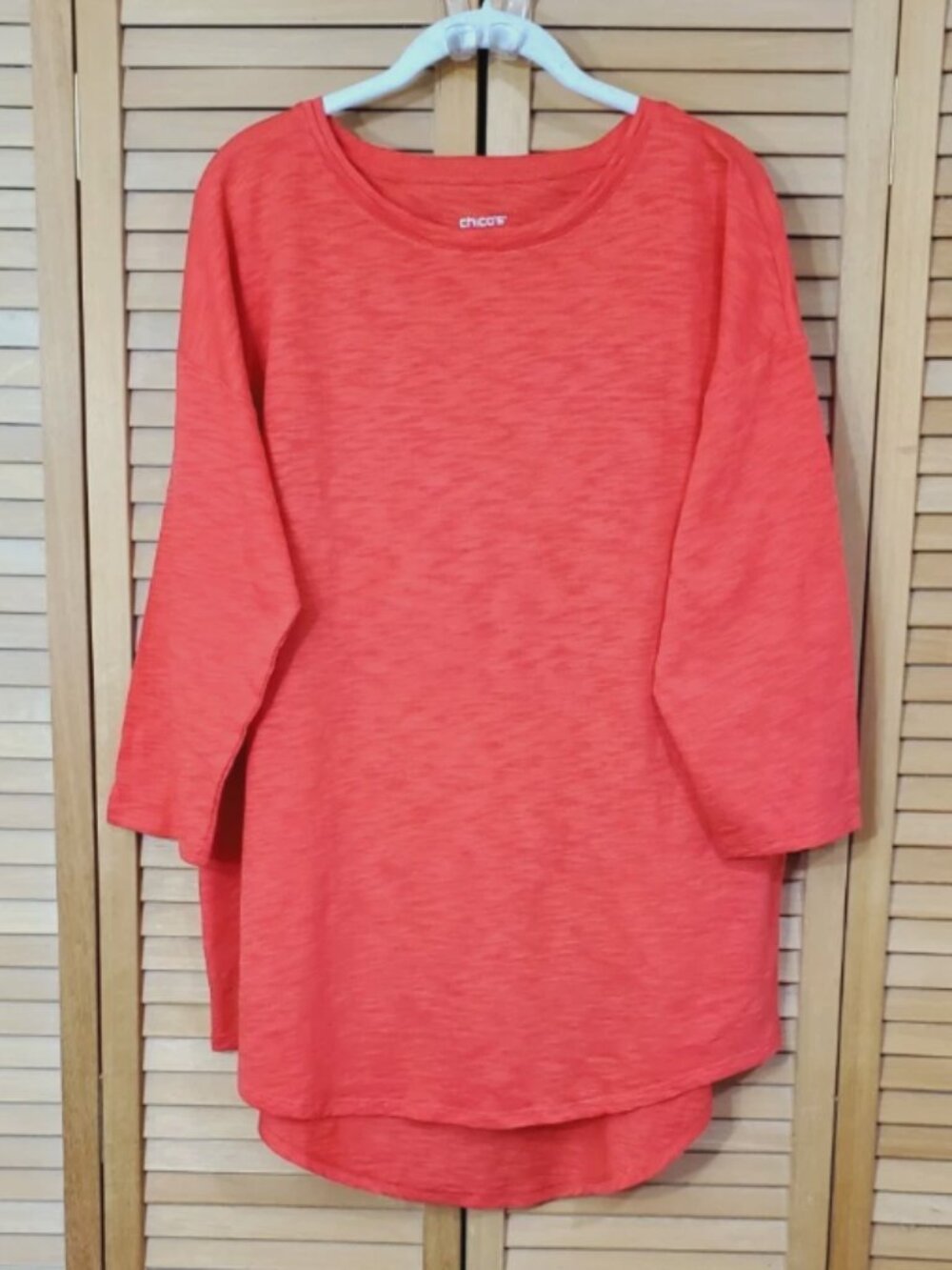 Chico's The Ultimate Tee Drop Shoulder Slub Knit Tunic Size 2 (L)